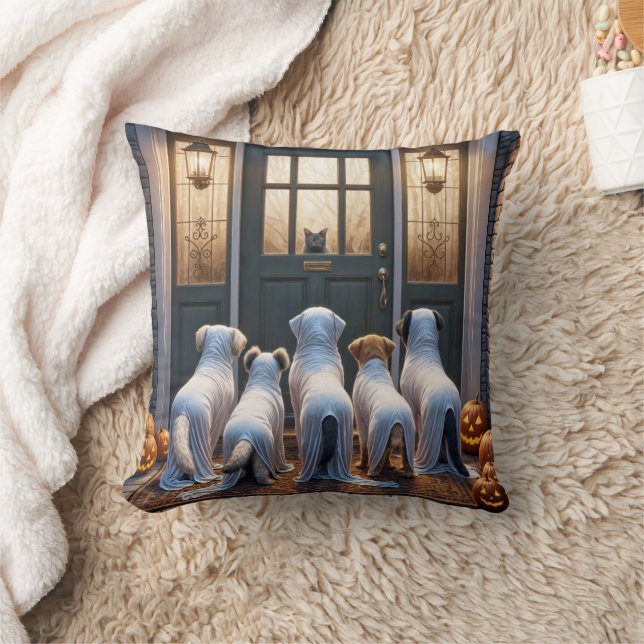 Trick oder Treat Ghost Dogs Kissen (Decke)