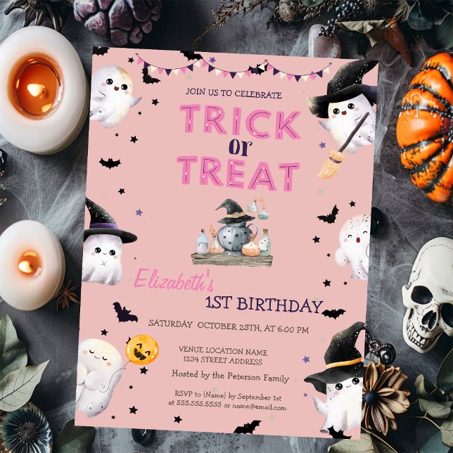 Trick oder Treat Ghost Halloween-Party Geburtstag Einladung (Von Creator hochgeladen)