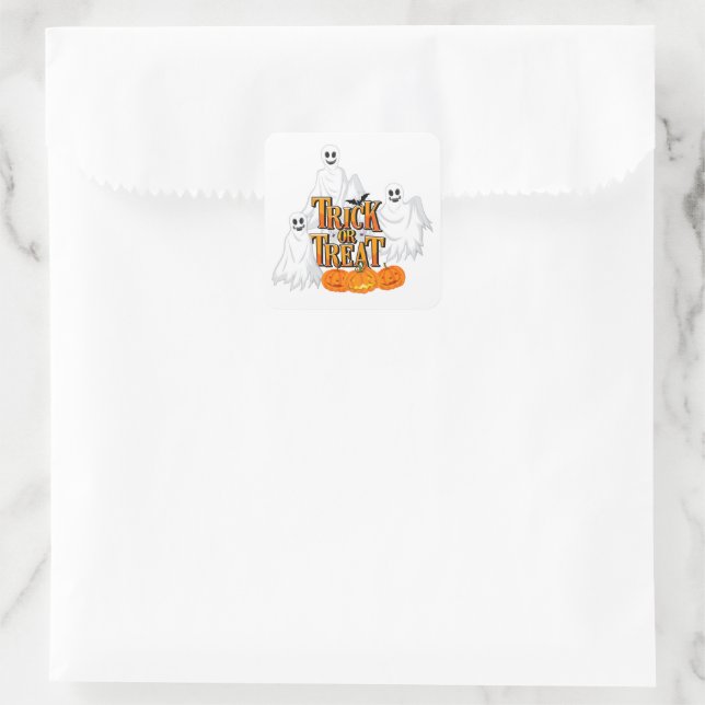 Trick oder Treat Ghost Quadratischer Aufkleber (Tasche)