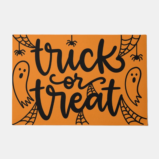 Trick oder Treat Ghost und Spinnen Fußmatte (Vorderseite)