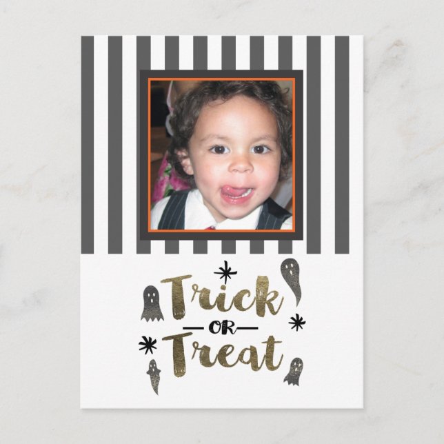 Trick oder Treat Ghosts Chic Modernes Halloween-Fo Postkarte (Vorderseite)