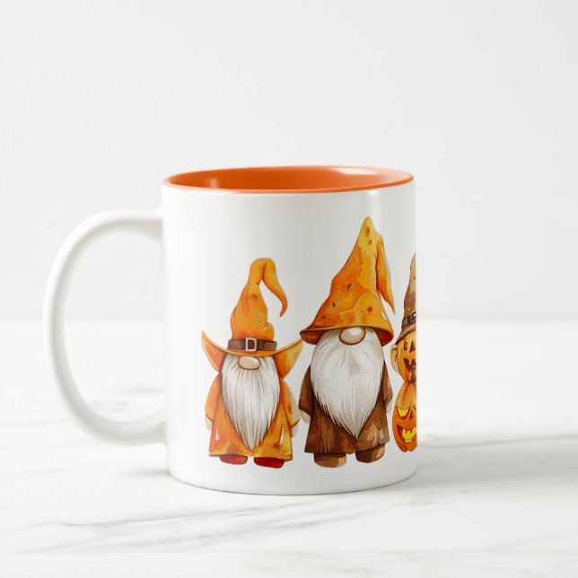 Trick oder Treat Gnomes Zweifarbige Tasse (Links)