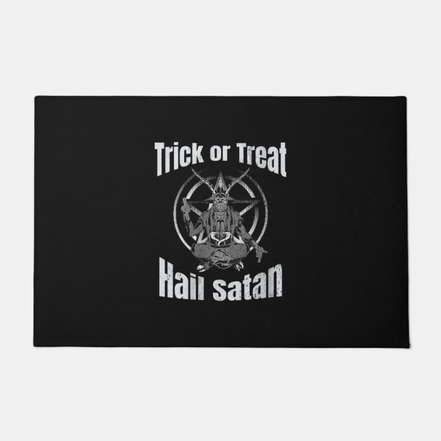 Trick oder Treat Hail Satan Pentagram Ziege Fußmatte (Vorderseite)