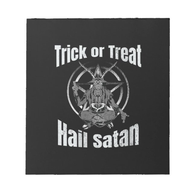 Trick oder Treat Hail Satan Pentagram Ziege Notizblock (Vorderseite)
