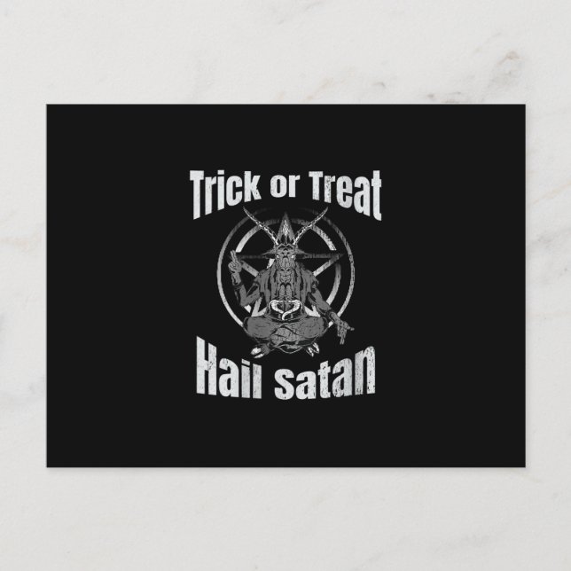 Trick oder Treat Hail Satan Pentagram Ziege Postkarte (Vorderseite)