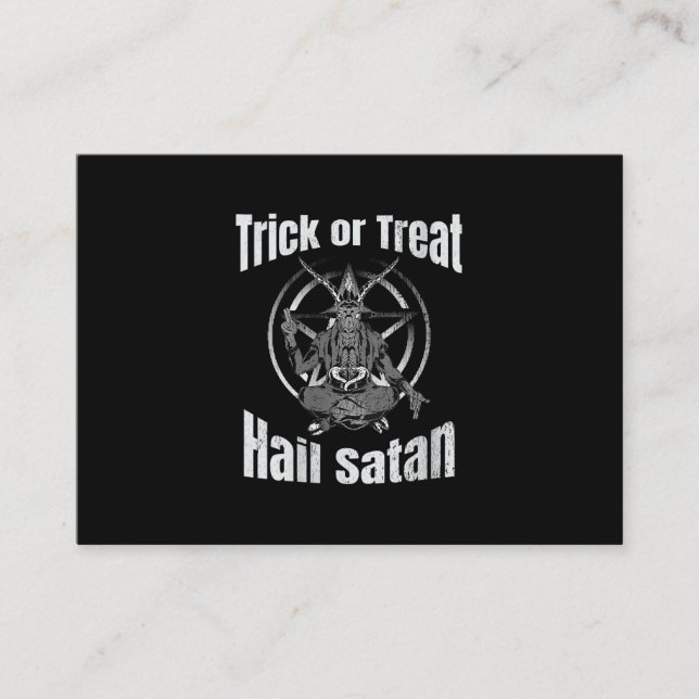 Trick oder Treat Hail Satan Pentagram Ziege Visitenkarte (Vorderseite)