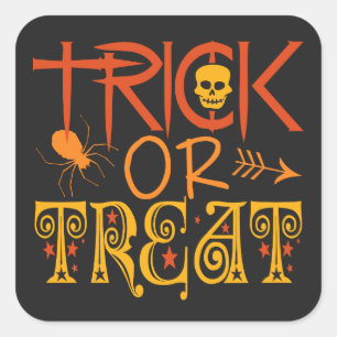 Trick oder Treat Halloween-Aufkleber Quadratischer Aufkleber