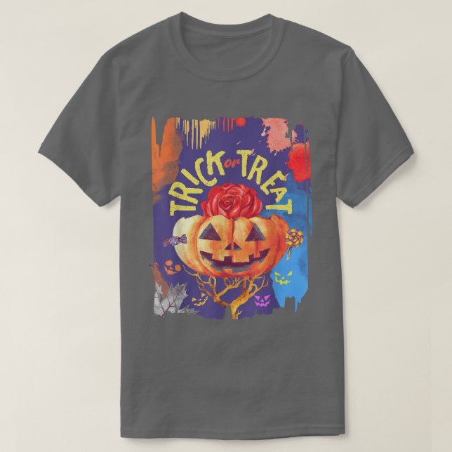 Trick oder Treat Halloween Beängstigenden Pumpkin  T-Shirt (Design vorne)