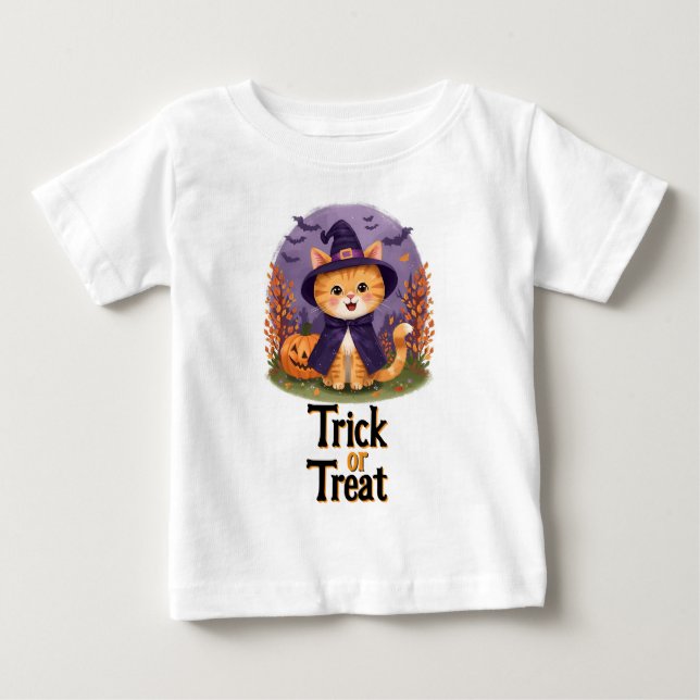 Trick oder Treat Halloween Cat Baby T-shirt (Vorderseite)