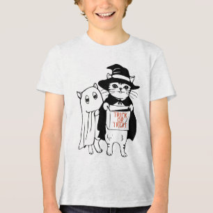 Trick oder Treat Halloween Cat Witch Ghost Tri-Blend Shirt