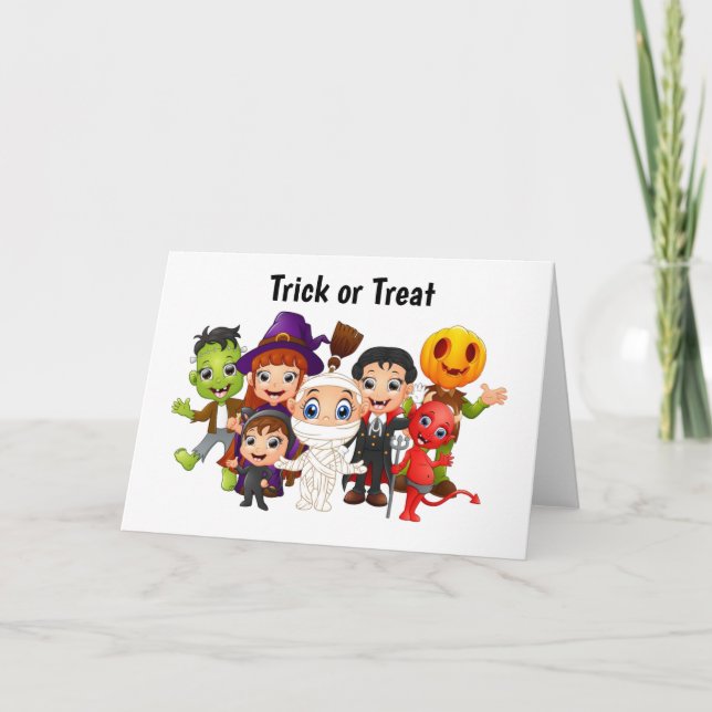 Trick oder Treat Halloween Children Feiertagskarte (Vorderseite)