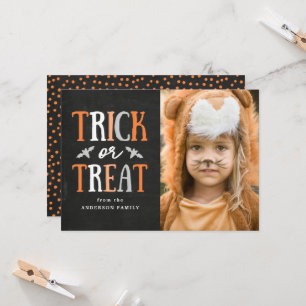 Trick oder Treat   Halloween-Fotokarte Karte