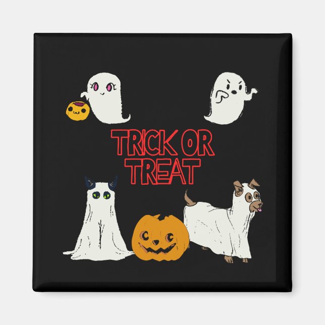 Trick oder Treat Halloween-Geister Magnet (Vorne)