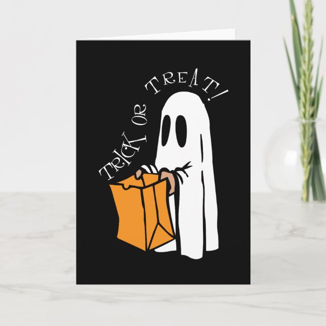 Trick oder Treat Halloween Ghost Karte (Vorderseite)