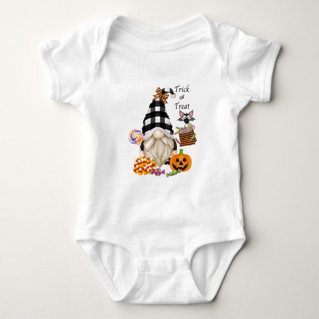 Trick oder Treat Halloween Gnome Baby Strampler (Vorderseite)