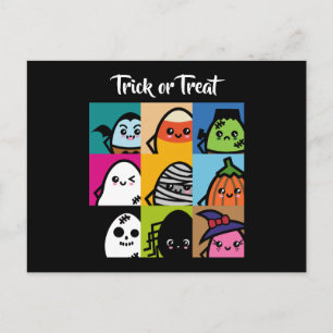 Trick oder Treat - Halloween - gruselige Eierreihe Einladungspostkarte