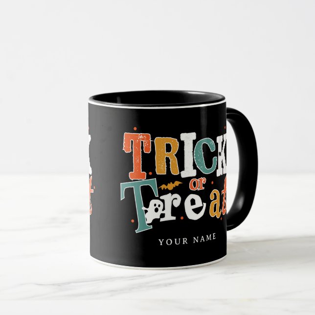 Trick oder Treat Halloween-Individuelle Name Tasse (VorderseiteRechts)