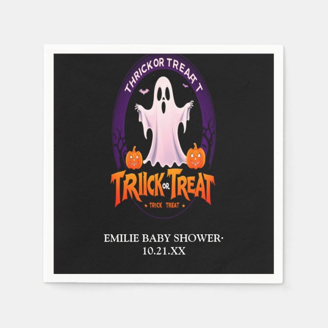 Trick oder Treat Halloween-Kinderdusche Serviette (Vorderseite)