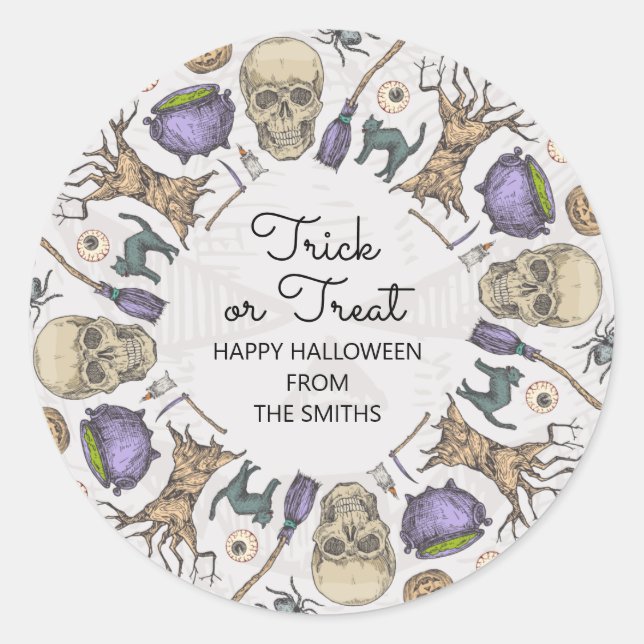 Trick oder Treat Halloween Leckerei Bag Sticker (Vorderseite)