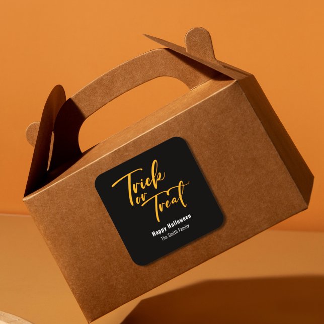 Trick oder Treat Halloween Leckerei Sticker (Modern Script Trick Or Treat Happy Halloween Sticker )