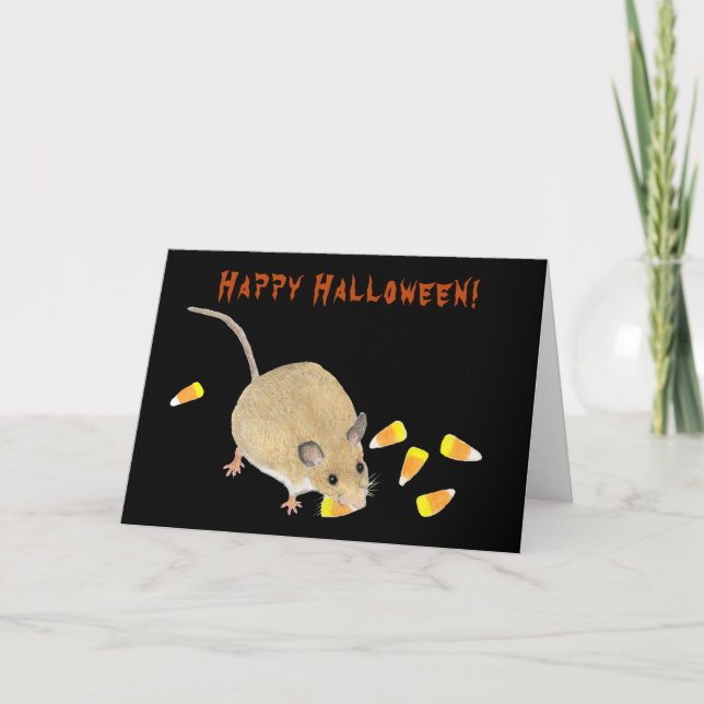 Trick oder Treat Halloween Maus mit Candy Corns Karte (Vorderseite)