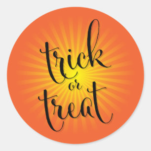 Trick oder Treat Halloween Moderne Typografie Runder Aufkleber