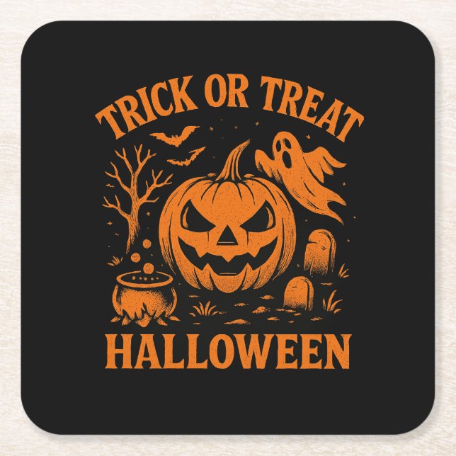 Trick oder Treat Halloween Paper Untersetzer (Vorderseite)
