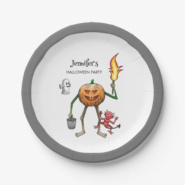 Trick oder Treat Halloween Pappteller (Vorderseite)