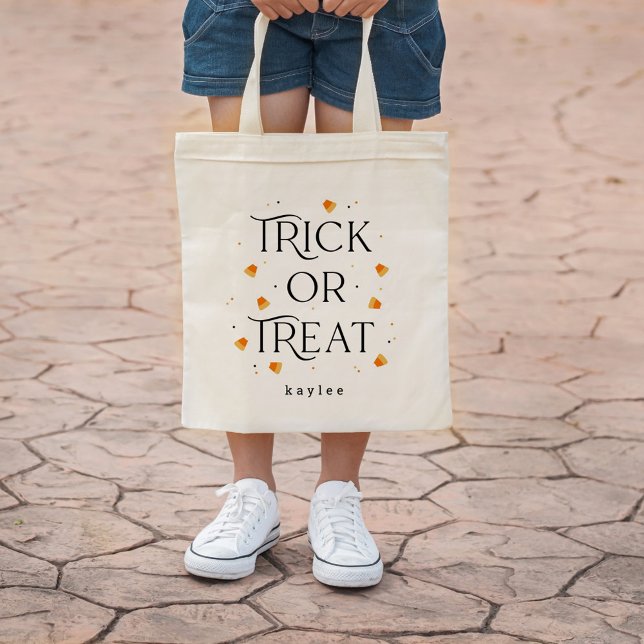 Trick oder Treat Halloween Personalisiert Tote Bag Tragetasche (Von Creator hochgeladen)