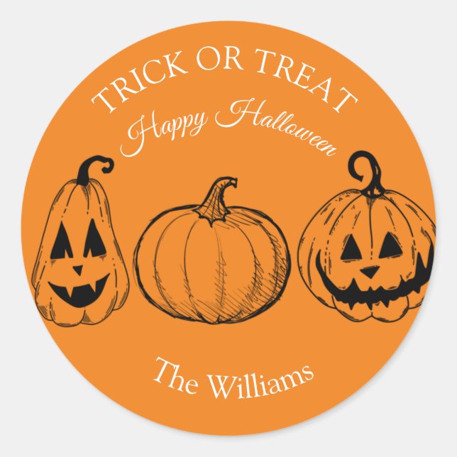 Trick oder Treat Halloween Pumpkin Beängstigend Ni Runder Aufkleber (Vorderseite)