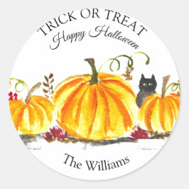 Trick oder Treat Halloween Pumpkin Cat Niedlich Runder Aufkleber