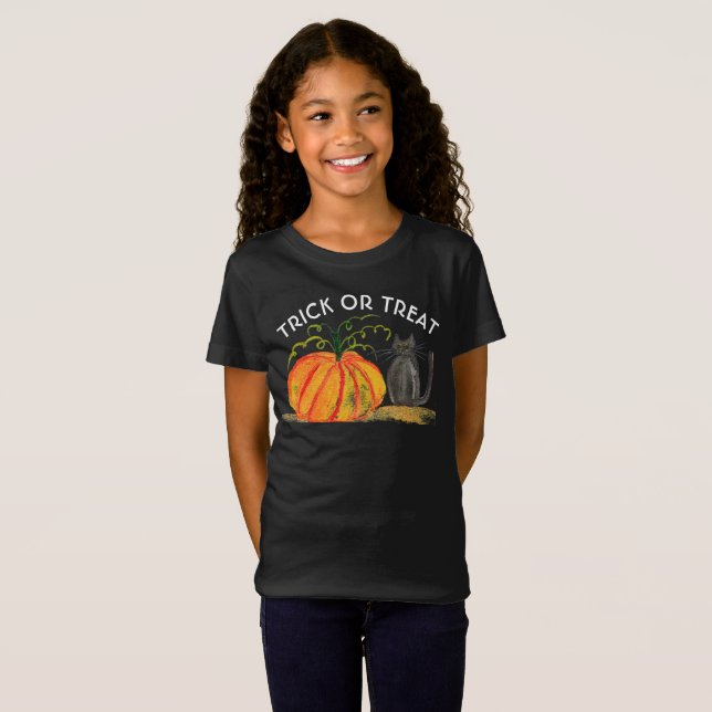 Trick oder Treat Halloween Pumpkin Niedliche Wasse T-Shirt (Vorne ganz)