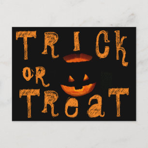 Trick oder Treat Halloween Pumpkin Postkarte