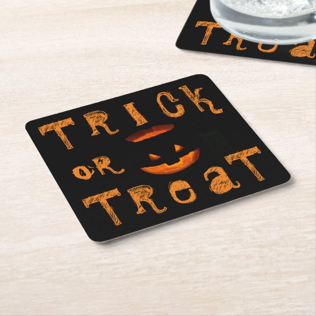Trick oder Treat Halloween Pumpkin Rechteckiger Pappuntersetzer (angewinkelt)