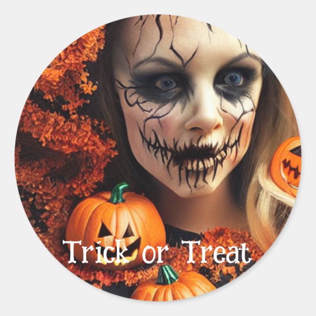 Trick oder Treat Halloween Runder Aufkleber (Vorderseite)
