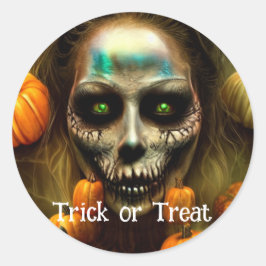 Trick oder Treat Halloween Runder Aufkleber