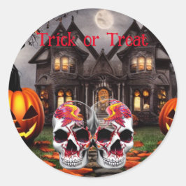 Trick oder Treat Halloween Runder Aufkleber