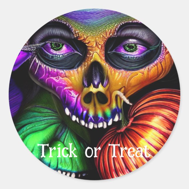 Trick oder Treat Halloween Runder Aufkleber (Vorderseite)