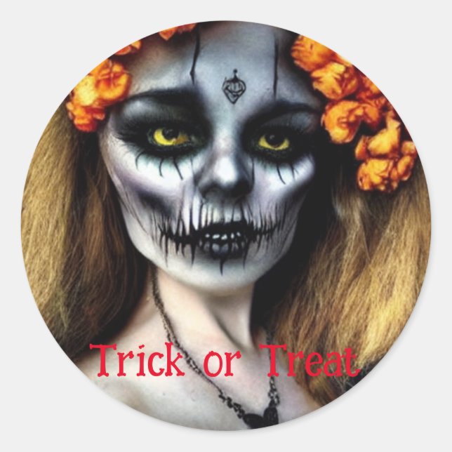 Trick oder Treat Halloween Runder Aufkleber (Vorderseite)