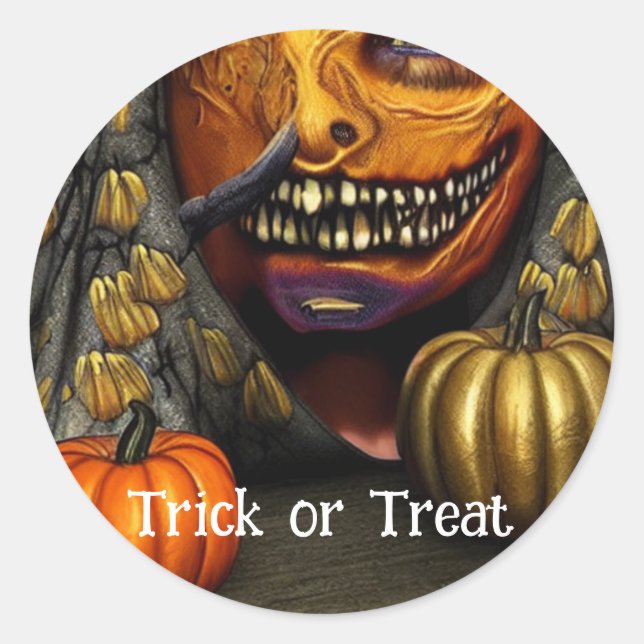 Trick oder Treat Halloween Runder Aufkleber (Vorderseite)