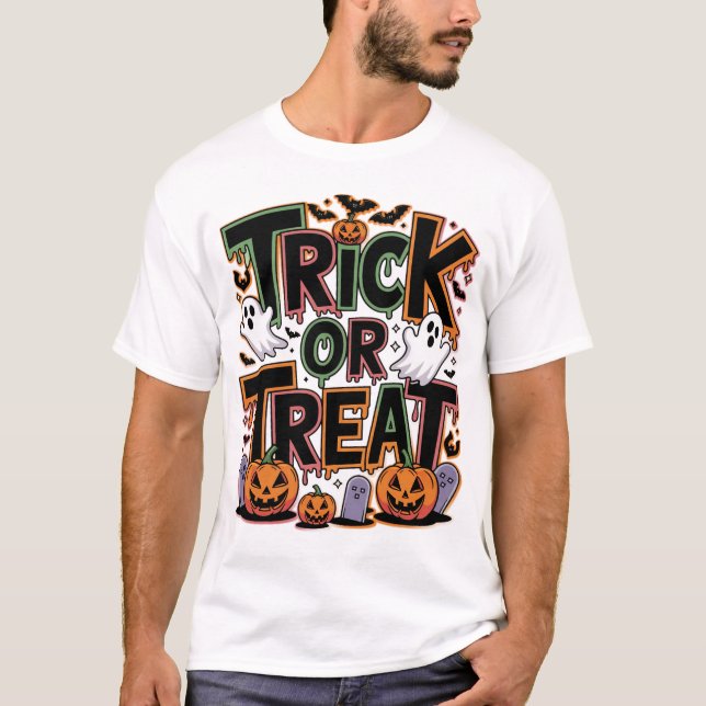 Trick oder Treat Halloween Shirt Ghost Spooky Jahr (Vorderseite)