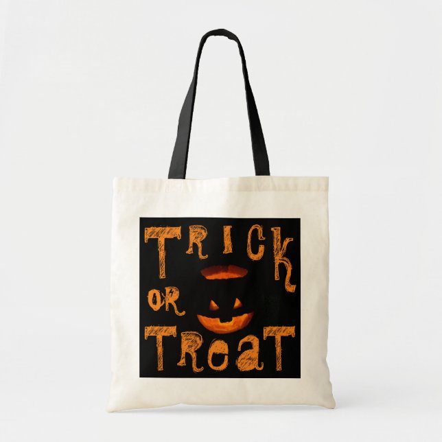 Trick oder Treat Halloween Skull Tragetasche (Vorne)