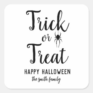 Trick oder Treat Halloween Spider Quadratischer Aufkleber