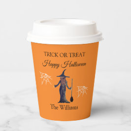 Trick oder Treat Halloween Spiders Webs Spooky Hex Pappbecher