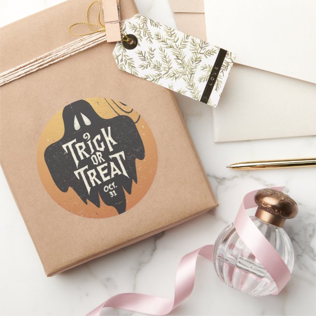 Trick oder Treat Halloween Spooky Creepy Pumpkin Runder Aufkleber (Schenken)