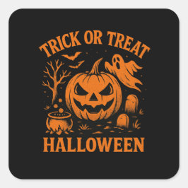 Trick oder Treat Halloween-Sticker Quadratischer Aufkleber