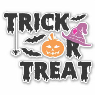Trick oder Treat Halloween Typografie Pumpkin Hexe Aufkleber