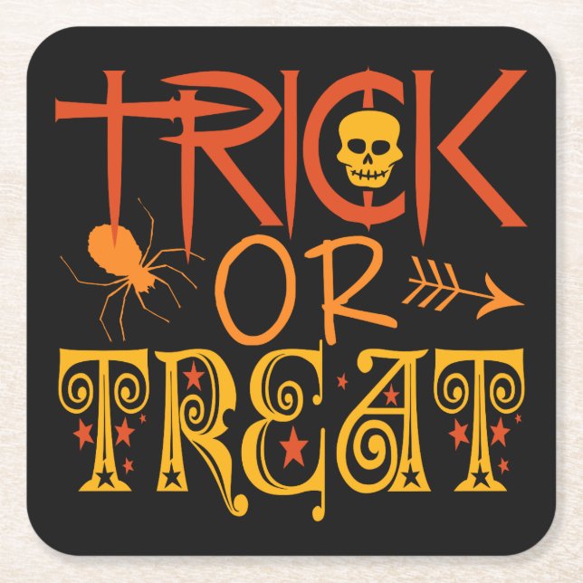 Trick oder Treat Halloween-Untersetzer Rechteckiger Pappuntersetzer (Vorderseite)