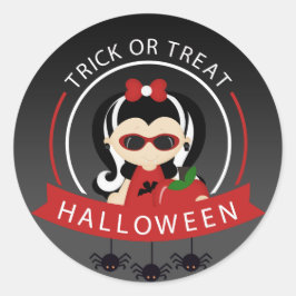 Trick oder Treat Halloween Vampress Runder Aufkleber