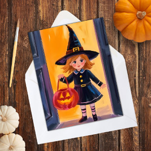 Trick oder Treat Halloween Wasserfarbe Feiertagskarte